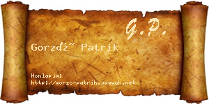 Gorzó Patrik névjegykártya